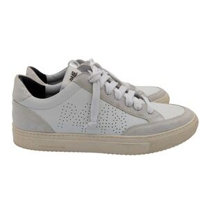 P448 Soho Low Top Sneaker White Suede Leather Perforated Mens 9.5-10 EU 42y